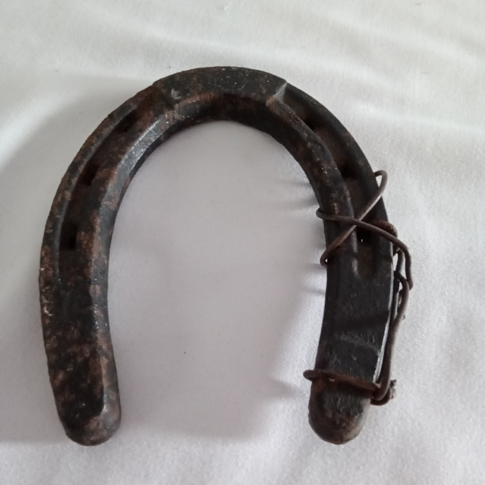 Vintage Rusty Iron Horseshoe Good Luck Charm Wire Wrapped Rustic Farmhouse Decor